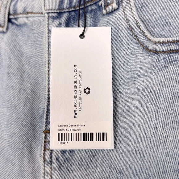 Princess Polly Laurena Denim Shorts. High Rise. Light Wash. Size 2. NWT. - Picture 7 of 14